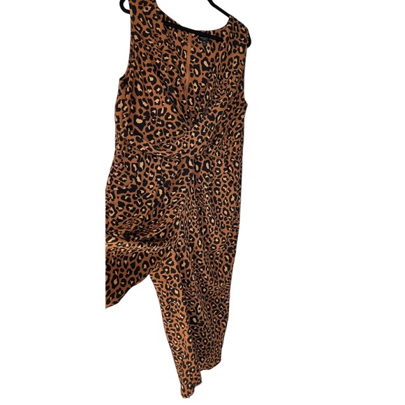 Worthington Crop Jumpsuit Leopard Animal Print Sleeveless V Neck Size 1X - Picture 4 of 13